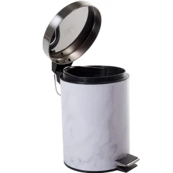 Gifi Nettoyage Et Entretien|Poubelle salle de bain métal imprimé marbre 3L
