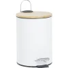 Gifi Nettoyage Et Entretien|Poubelle salle de bain métal et bambou blanc