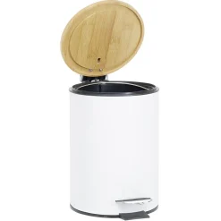 Gifi Nettoyage Et Entretien|Poubelle salle de bain métal et bambou blanc