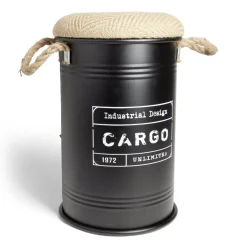 Gifi Rangement|Pouf coffre de rangement petit modèle Ø27xH43,5cm noir