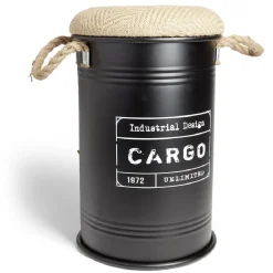 Gifi Rangement|Pouf coffre de rangement petit modèle Ø27xH43,5cm noir