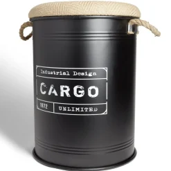 Gifi Rangement|Pouf coffre de rangement grand modèle Ø40xH54,5cm noir