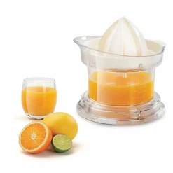 Gifi Presse agrumes Metaltex transparent couvercle blanc 2 cônes