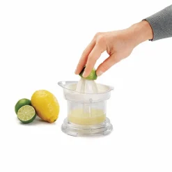 Gifi Presse agrumes Metaltex transparent couvercle blanc 2 cônes