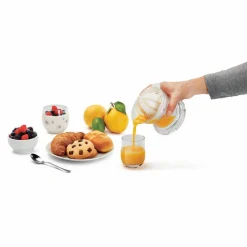 Gifi Presse agrumes Metaltex transparent couvercle blanc 2 cônes