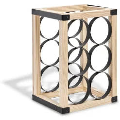 Gifi Range bouteilles x6 noir et bois