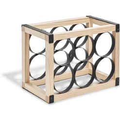 Gifi Range bouteilles x6 noir et bois