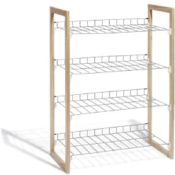 Gifi Rangement|Range chaussures à 4 niveaux gris et naturel