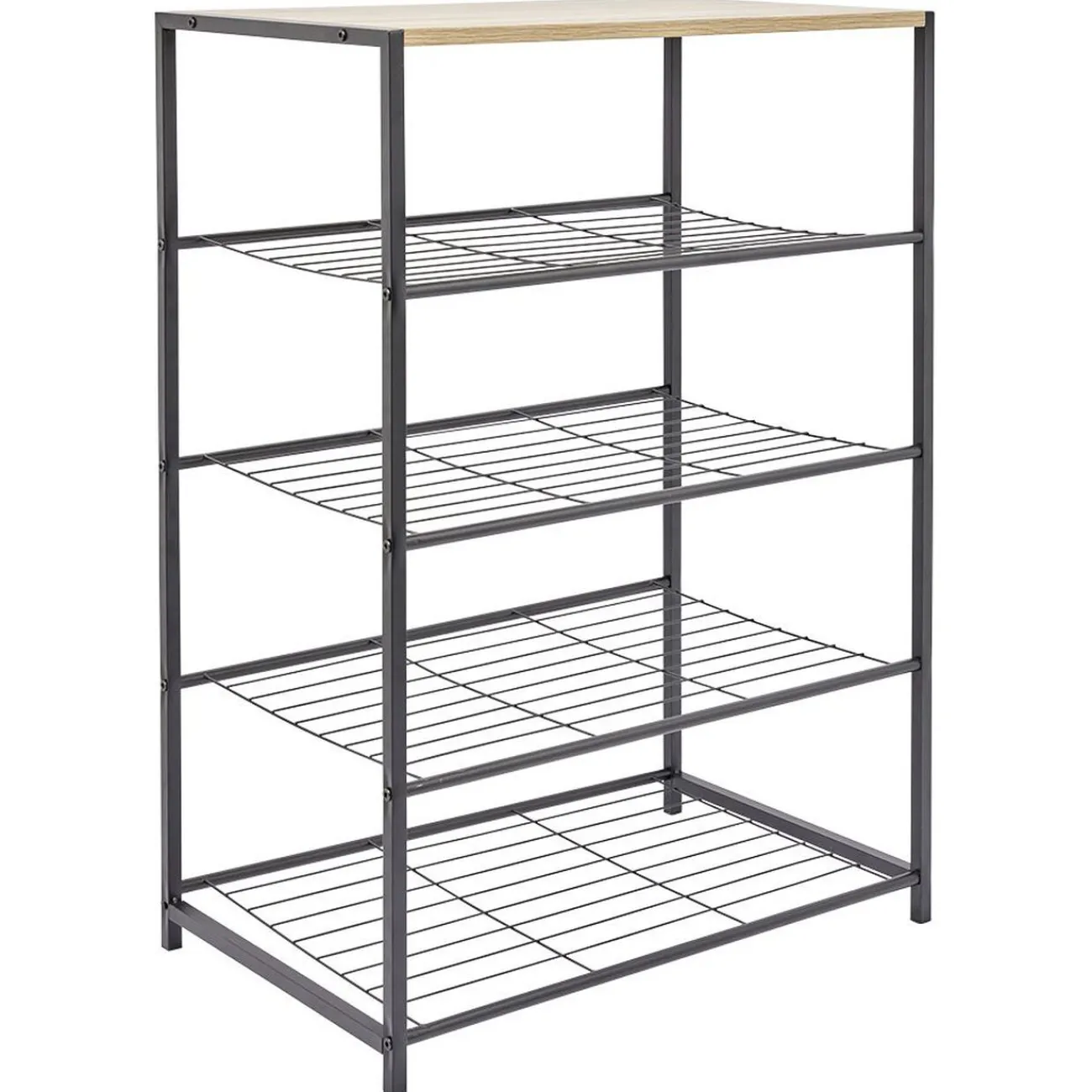 Gifi Rangement|Range chaussures 5 niveaux métal noir plateau mdf naturel