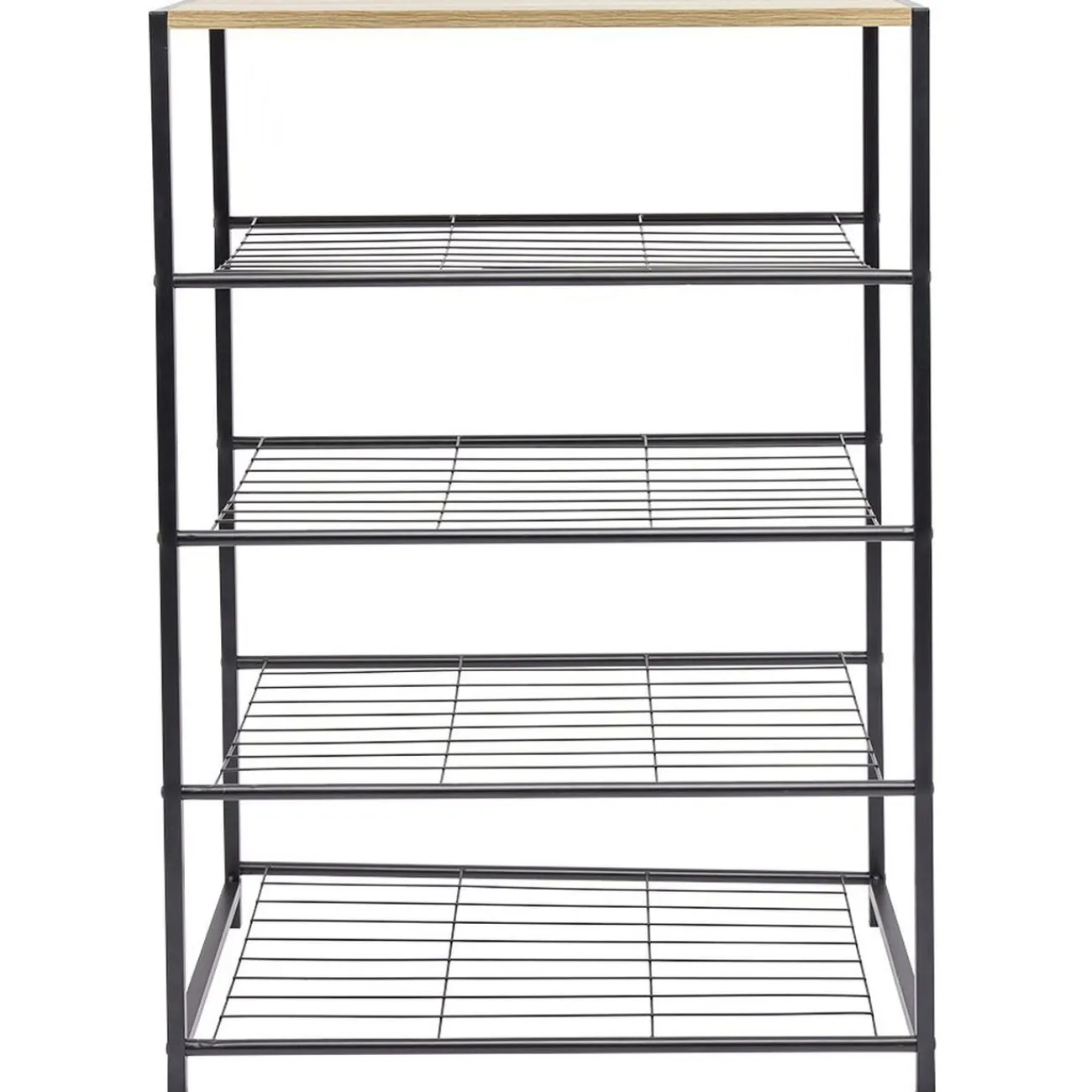 Gifi Rangement|Range chaussures 5 niveaux métal noir plateau mdf naturel