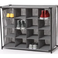 Gifi Rangement|Range chaussures 16 paires gris