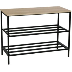 Gifi Rangement|Range chaussures en métal et décor en bois WILLIAM