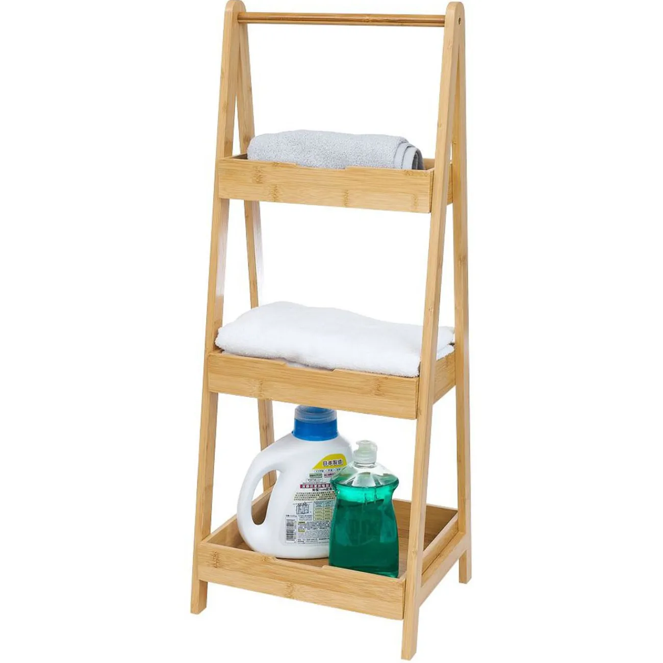 Gifi Aménagement Salle De Bain^Rangement 3 niveaux en bambou naturel 30xH78x25cm