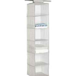 Gifi Rangement|Rangement à suspendre 6 compartiments motif triangle beige et blanc