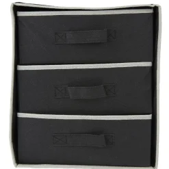 Gifi Rangement|Rangement dressing 3 panières noir et gris