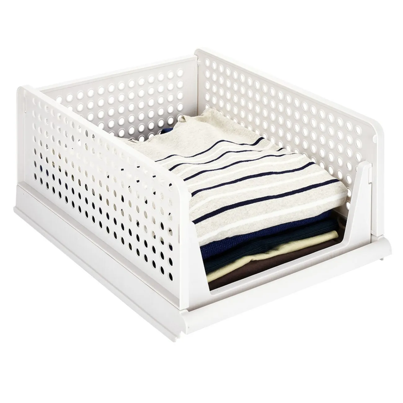 Gifi Rangement|Rangement dressing superposable coulissant blanc grand modèle