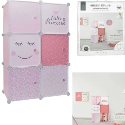 Gifi Rangement|Rangement modulable 6 cubes fille Little Princesse 63x32xH110cm