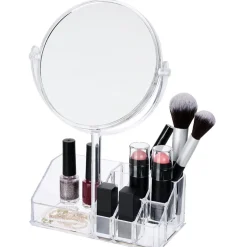 Gifi Rangement|Rangement pour cosmétique avec miroir 9 compartiments 20x15xH5cm