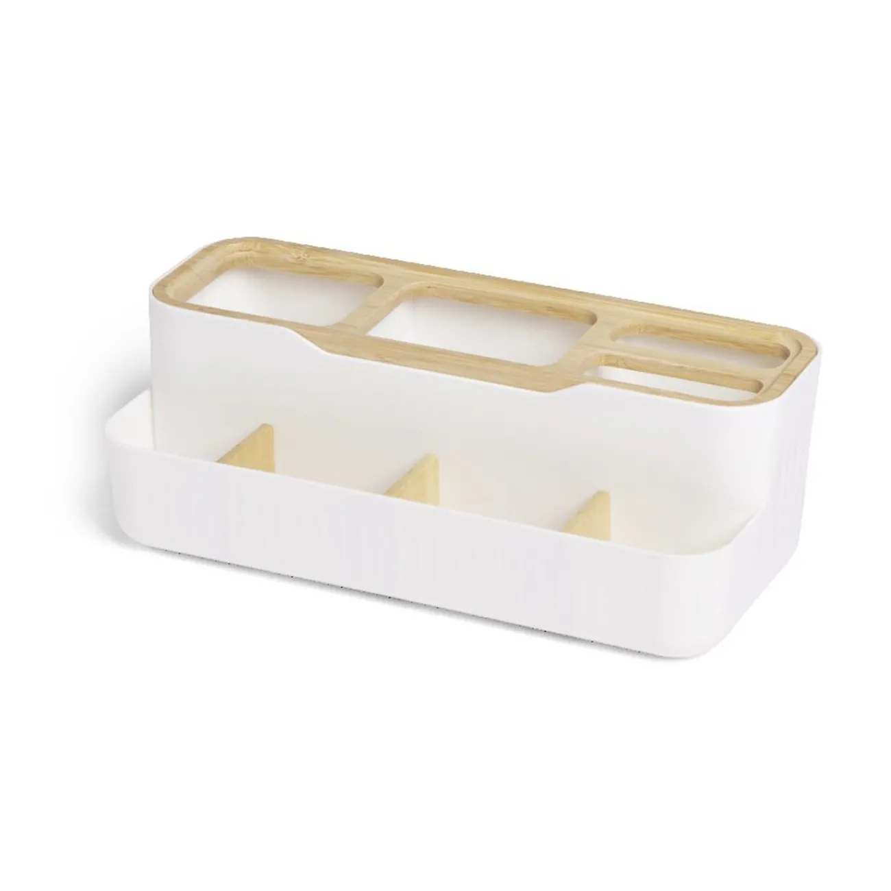 Gifi Aménagement Salle De Bain^Rangement salle de bain bambou et plastique blanc