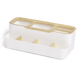 Gifi Aménagement Salle De Bain^Rangement salle de bain bambou et plastique blanc