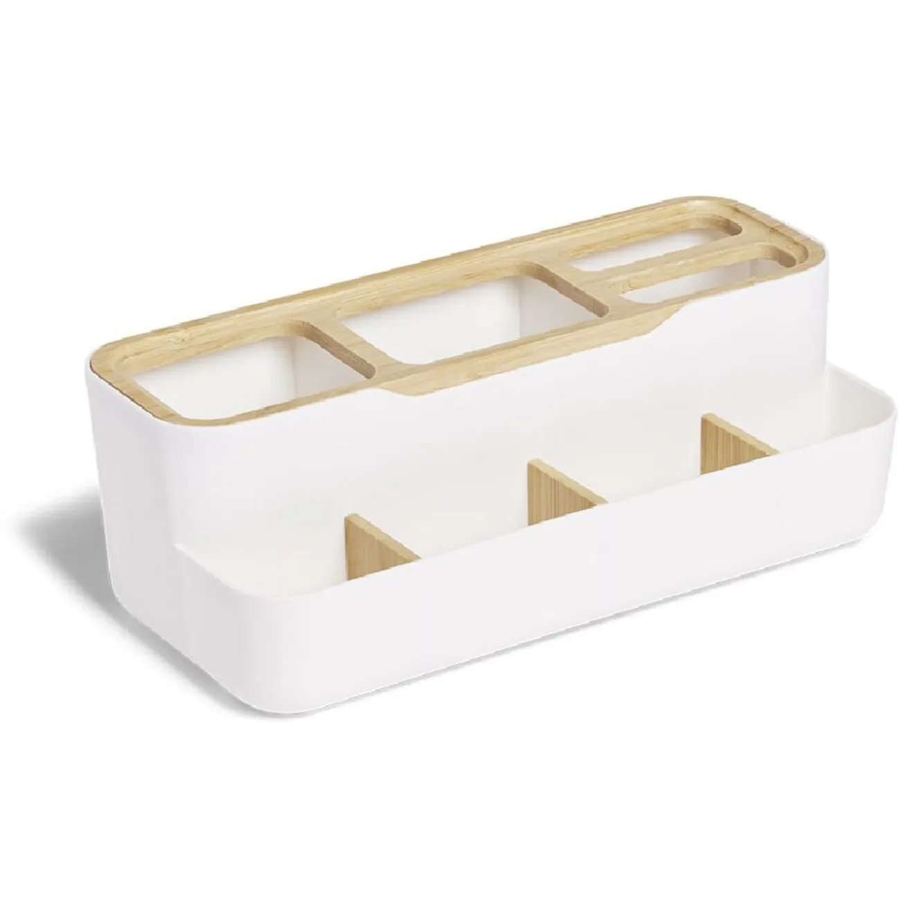 Gifi Aménagement Salle De Bain^Rangement salle de bain bambou et plastique blanc