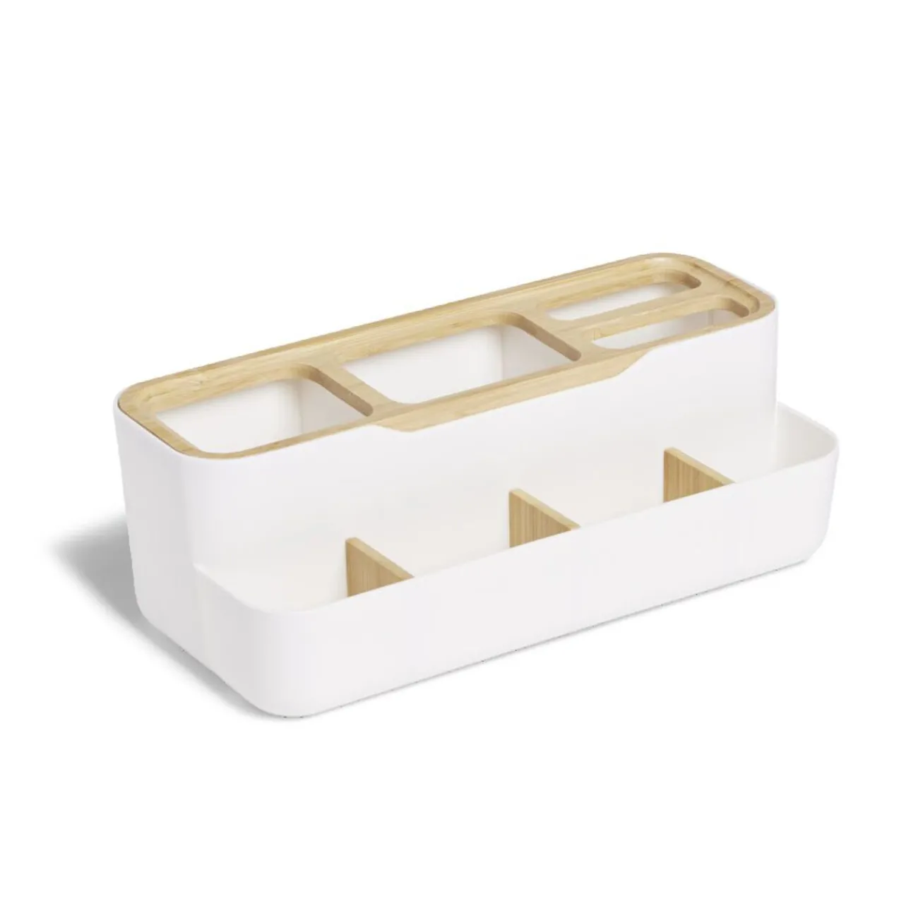 Gifi Aménagement Salle De Bain^Rangement salle de bain bambou et plastique blanc