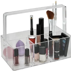 Gifi Aménagement Salle De Bain^Rangement transparent avec anse 6 compartiments