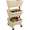 Gifi Resserre légume en bois 3 niveaux à roulettes