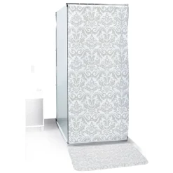 Gifi Equipement Douche^Rideau de douche 12 anneaux et tapis de bain assorti