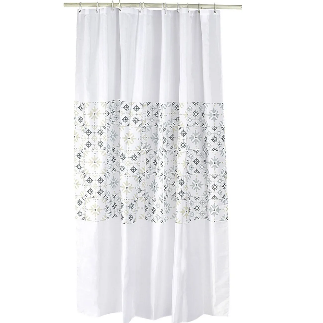 Gifi Equipement Douche^Rideau de douche blanc motif carreau de ciment gris