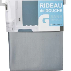 Gifi Equipement Douche^Rideau de douche gris clair sans anneaux