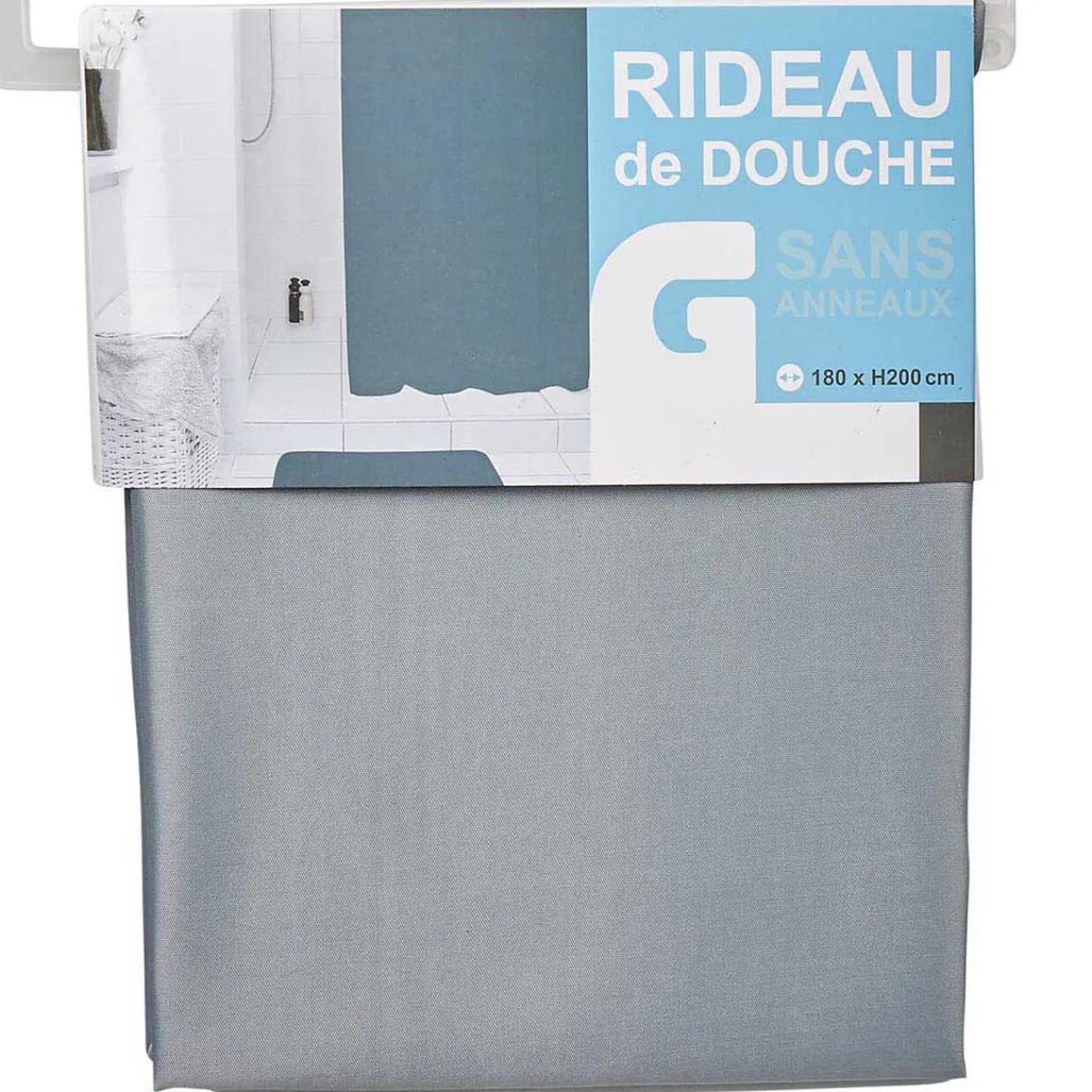 Gifi Equipement Douche^Rideau de douche gris clair sans anneaux