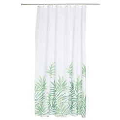 Gifi Equipement Douche^Rideau de douche Jungle blanc motif feuillage vert