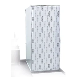 Gifi Equipement Douche^Rideau de douche motif graphique blanc noir 180x200cm 100% polyester