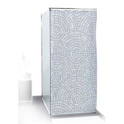 Gifi Equipement Douche^Rideau de douche motif mosaïque rosace blanc et gris 180x200cm