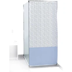 Gifi Equipement Douche^Rideau de douche motif terrazzo effet granit blanc et bleu 180xH200cm