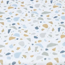 Gifi Equipement Douche^Rideau de douche motif terrazzo effet granit blanc et bleu 180xH200cm