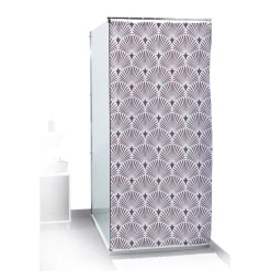 Gifi Equipement Douche^Rideau de douche motif vague japonaise blanc et marron 180x200cm