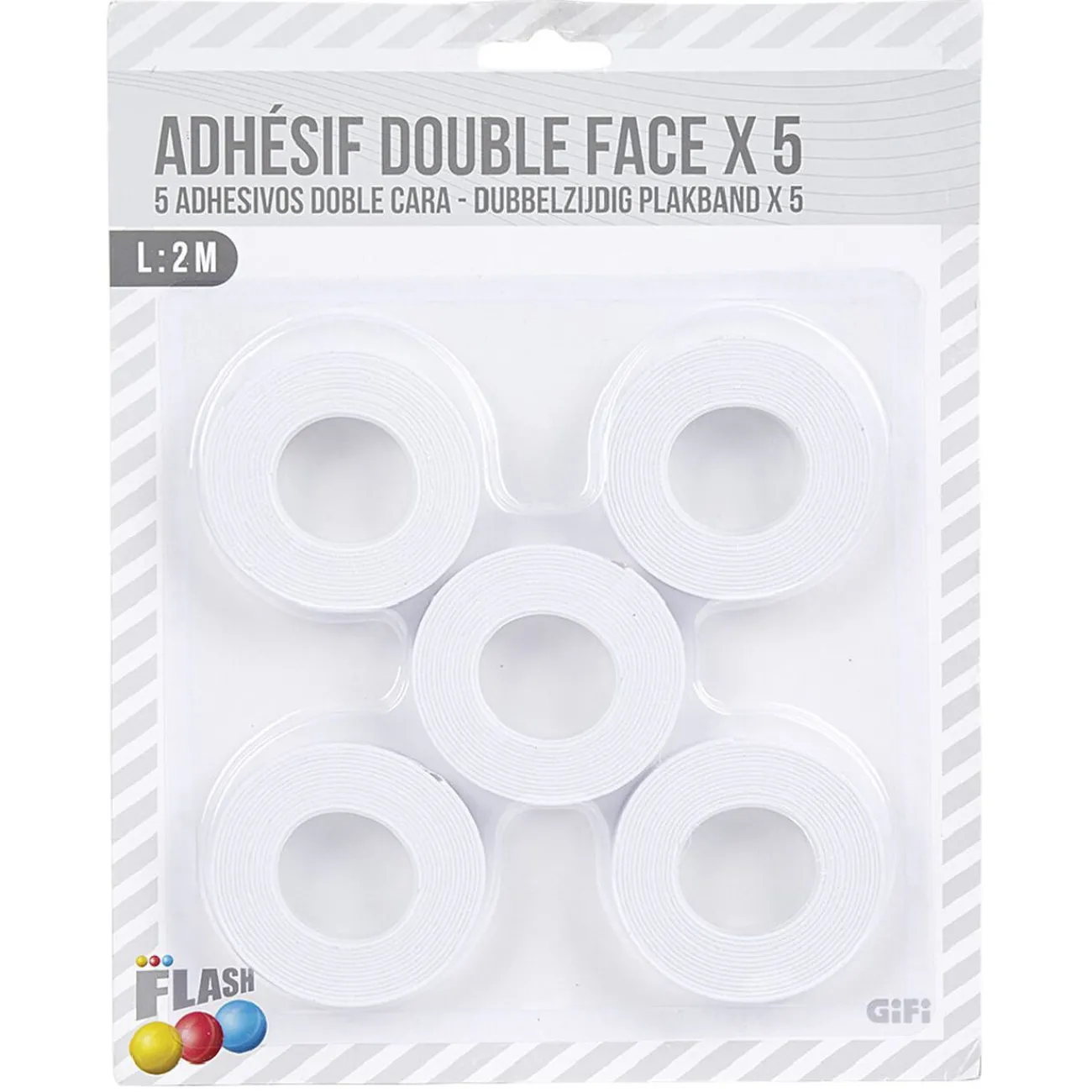 Gifi Colle Et Adhésif^Rouleau adhésif double face blanc x5