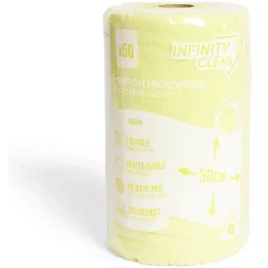 Gifi Nettoyage Et Entretien|Rouleau de 50 chiffons en microfibre jaune