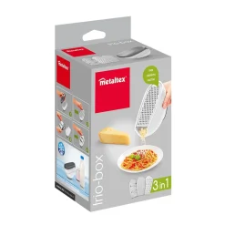 Gifi Râpe Metaltex avec couvercle et 3 lâmes interchangeables