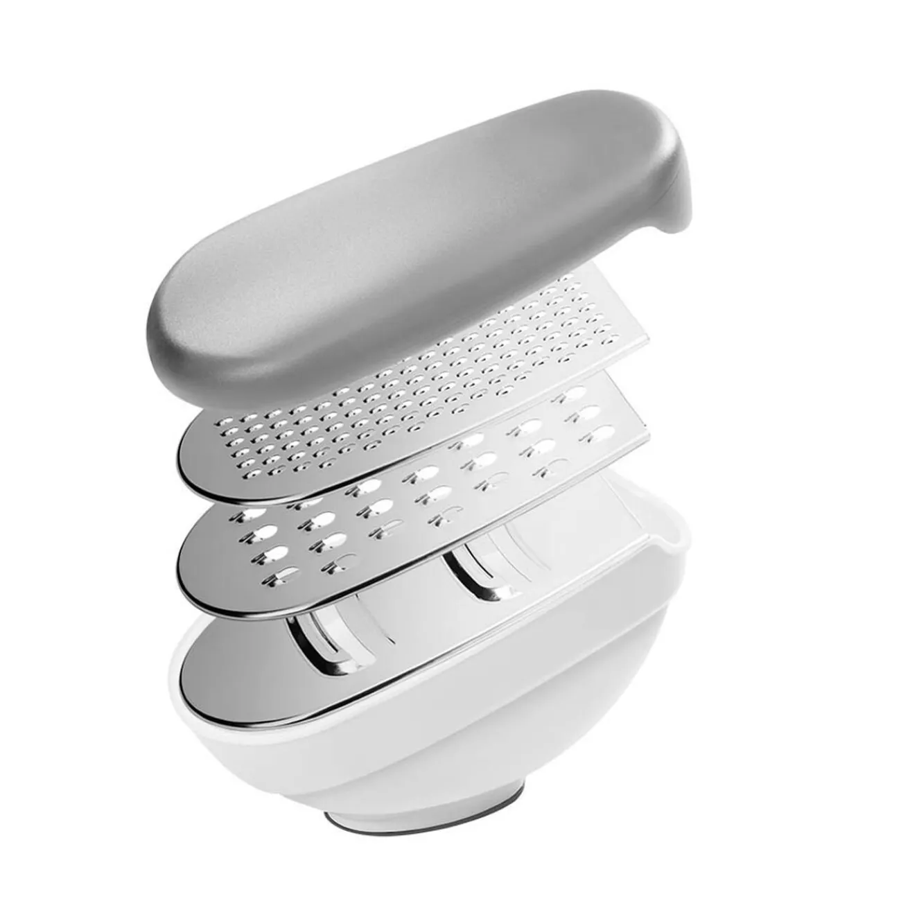 Gifi Râpe Metaltex avec couvercle et 3 lâmes interchangeables