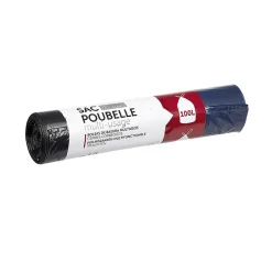 Gifi Nettoyage Et Entretien|Sac poubelle 100 litres à lien coullissant bleu nuit x10