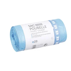 Gifi Nettoyage Et Entretien|Sac poubelle 20 litres à poignées multi usage bleu x20