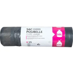 Gifi Nettoyage Et Entretien|Sac poubelle lien coulissant 50 L x15