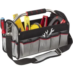 Gifi Aménagement Atelier^Sacoche boîte à outils noire rouge grise