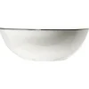 Gifi Saladier bas en porcelaine blanc bord noir type bistrot Ø22,5xH8,8cm