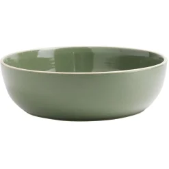 Gifi Saladier en faïence vert avec liseré crème