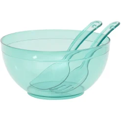 Gifi Saladier en plastique coloré avec couverts de service