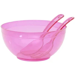 Gifi Saladier en plastique coloré avec couverts de service